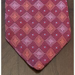 Vintage Southwick Red Orange 100% Silk Woven In England Made In USA
